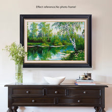 Load image into Gallery viewer, Beautiful Natural Green Lake Painting with Diamonds