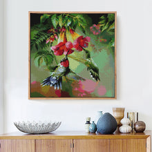 Load image into Gallery viewer, Hummingbird and Flowers paint by diamonds