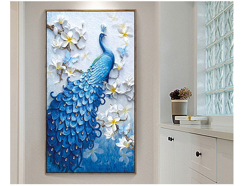 Blue Peacock with Special Diamonds Diamond Painting Kit with Free Shipping  – 5D Diamond Paintings