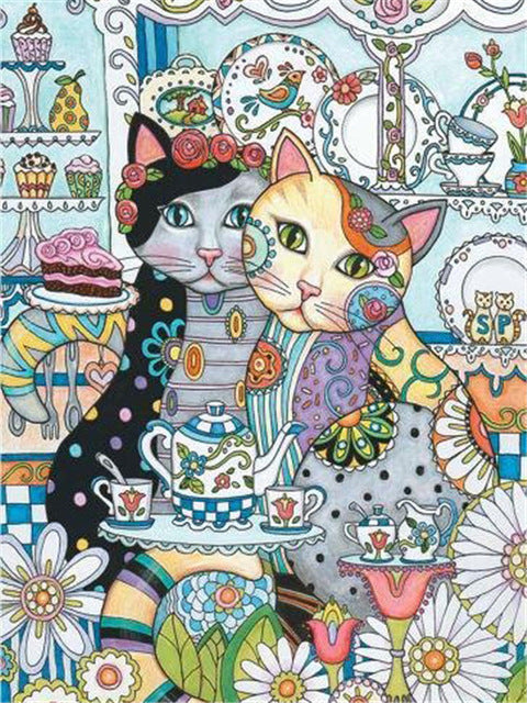 Colorful Artistic Cat Diamond Art Painting Kit – Paint by Diamonds