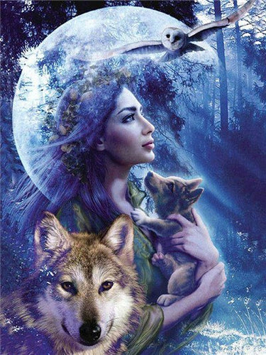 wolf full moon diamond painting
