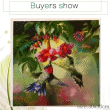Load image into Gallery viewer, Hummingbird and Flowers paint by diamonds