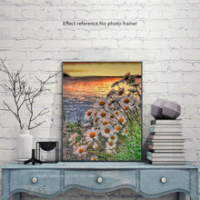 Load image into Gallery viewer, Lovely Sunset on a Sea and White Sunflowers