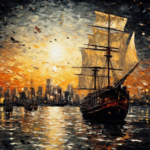 A Ship is Sailing Painting by Diamond 