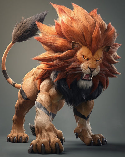 Anime Lion's Ferocious Anger