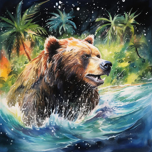 A hunting bear Painting by Dimaond
