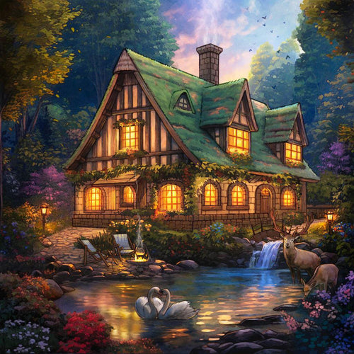 Beautiful Farm House Painting by Diamond 
