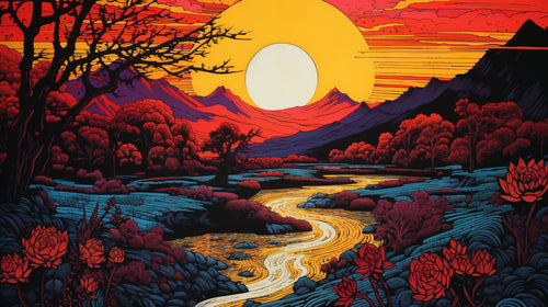Sunset View Painting by Diamond
