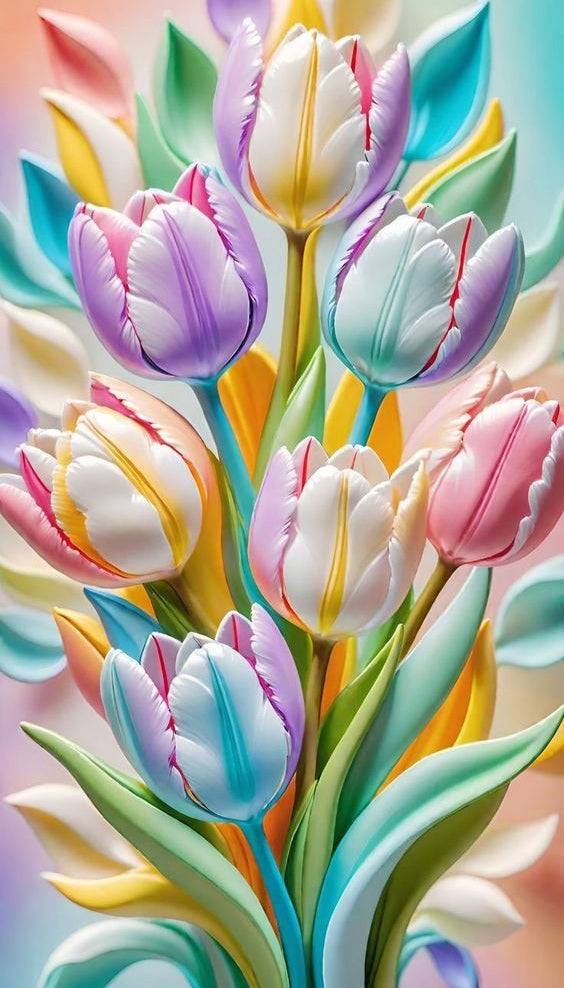 Brightly Colored Tulips Bringing Cheer 