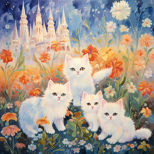 Cats in a garden painting by Diamond