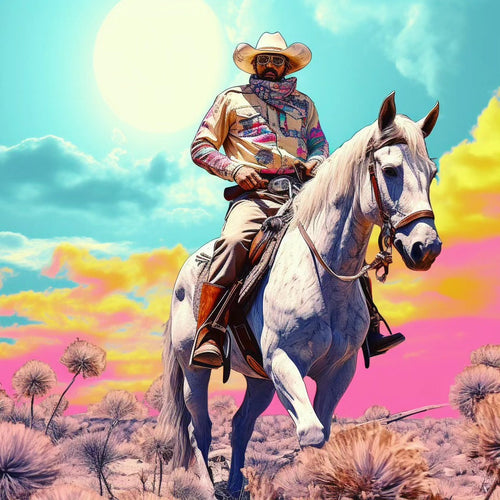 A horse man chasing rainbows painting by Diamond