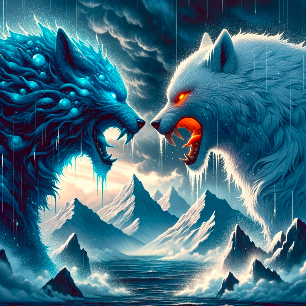Mighty Wolves Fierce Battle Between Mighty Wolves – Paint by Diamonds