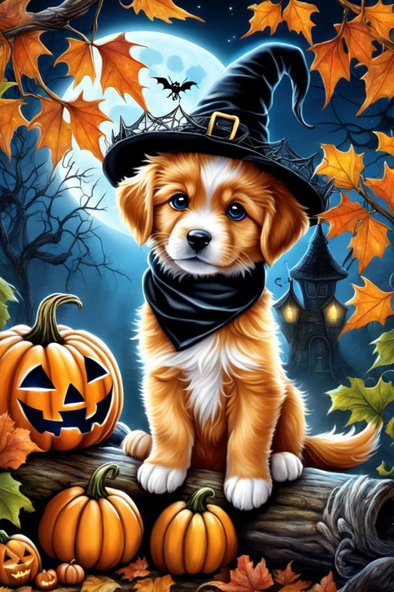 Halloween Dog Diamond Art