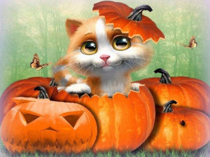 Happy Cat on Halloween Diamond Painting Kit