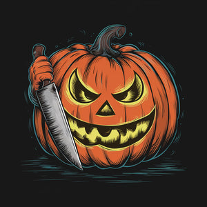 Menacing Pumpkin with Sharp Knife