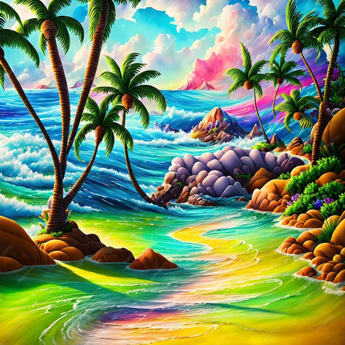 Multicolored Fairytale Landscape Painting 