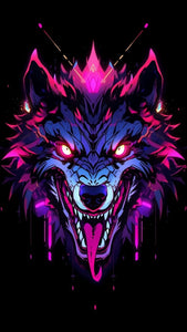 Neon Purple Wolf with Glowing Gaze 