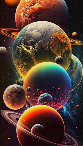 Splendor of Colorful Planets in Space 