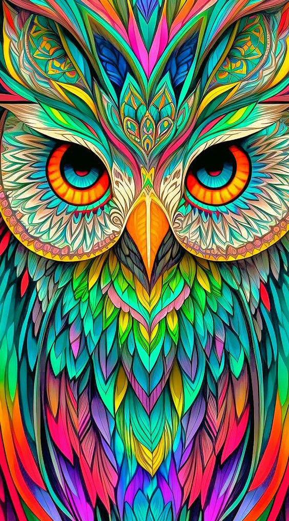 The Colorful Owl_s Watchful Glance