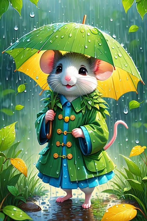 Tiny Mouse with an Umbrella