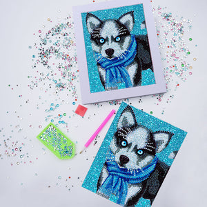 Husky Wearing Scarf Special Diamond Kit