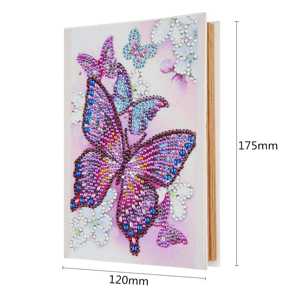 Rhinestones Painting Photo Album A3 Size - 60 Page Portfolio Folder With Clear Pockets, Purple Design