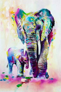 Colorful Mother Elephant with Baby DIY Painting kit