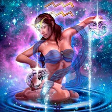 Load image into Gallery viewer, Aquarius Zodiac Sign Diamond Painting Kit