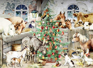 Animals Playing with christmas tree