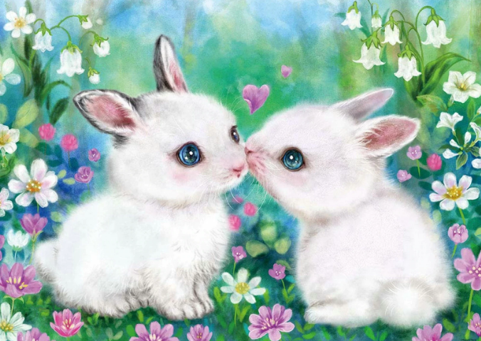 Bunny Kiss Rabbit - Paints by Diamonds