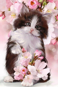 Cat & Pink Flowers Painting Kit