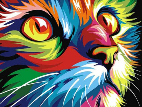 Colored Cat 5D Diamonds Painting