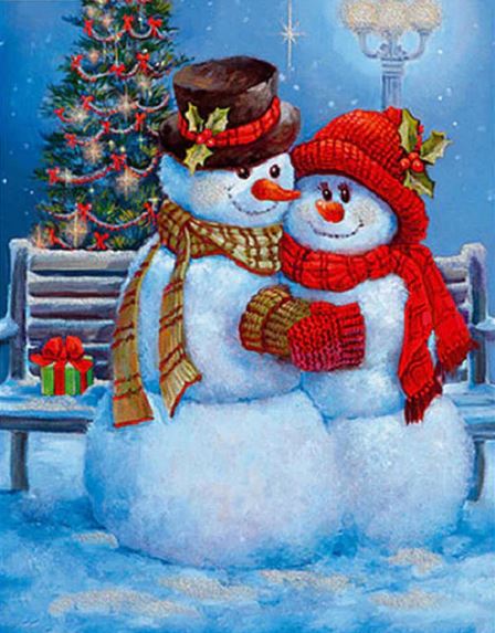 Snow man Couple at Christmas Diamond Painting