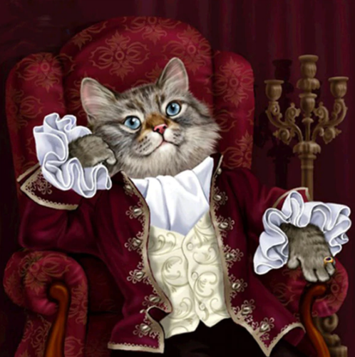 Cute Cat act Like King- Diamond Painting 5D Art