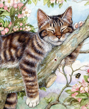Load image into Gallery viewer, Cute Cat Sleeping on Boughs - 5D Diamond Painting