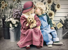 Load image into Gallery viewer, Cute Little Couple with Flowers - 5D Diamond Painting