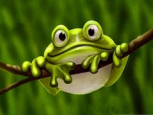 Cute Frog Hanging on Tree - Paint by Diamond