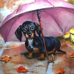 Dog inside Umbrella - Paint With Diamonds