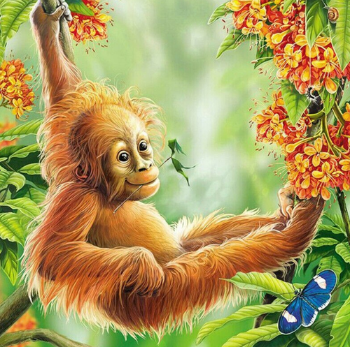 Golden Monkey On Treetop - 5D Diamond Art Kit