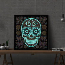 Load image into Gallery viewer, Happy Skull Night Glowing Diamond Artwork