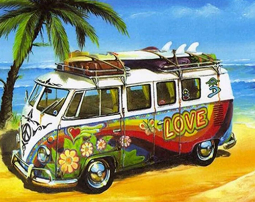 Love Car & Beach - Paint by Diamonds