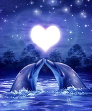 Load image into Gallery viewer, Love Dolphins - 5D Diamond Painting