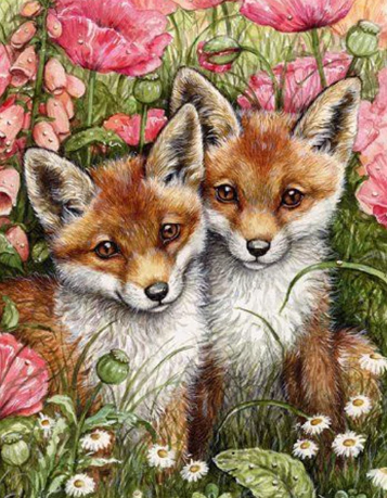 Lovely Fox & Flowers - Paint by Diamonds