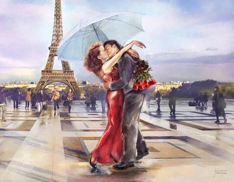 Eiffel Tower & Devoted Couple Painting Kit