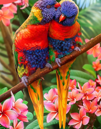 Parrot Couple Birds - Paint by Diamonds