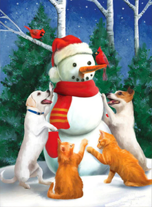 Cats and dogs with Snowman Paint By Diamonds