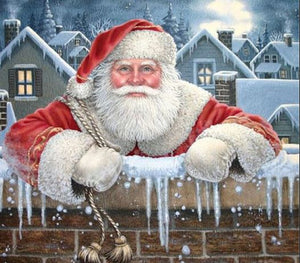 Santa Clause on Christmas at Snow Wall Diamond Painting kit