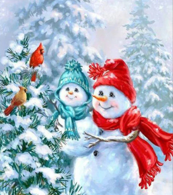 Snow man couple Paint By Diamonds