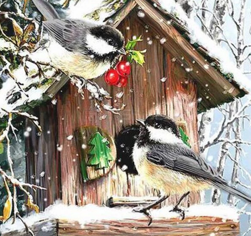 Sparrow Birds in Winter - 5D Diamond Art Painting