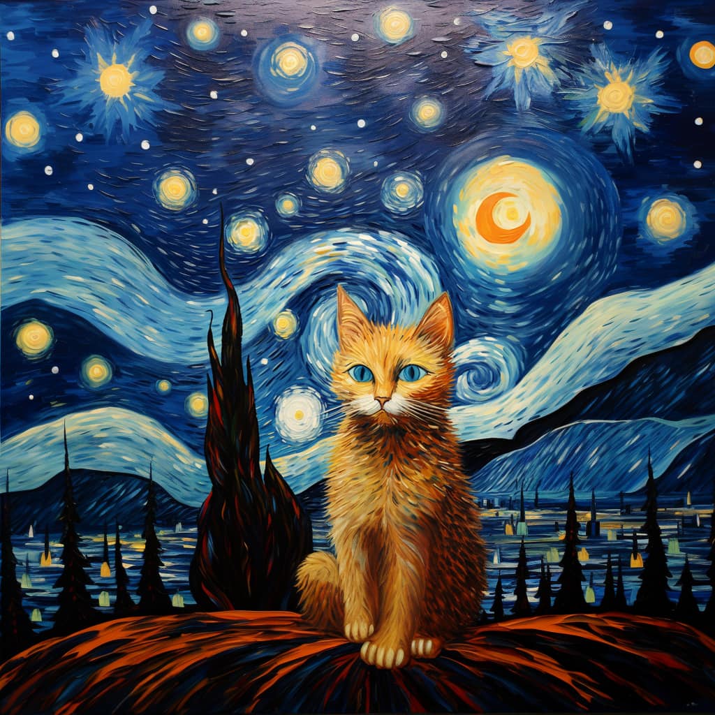 Starry Night Cat Diamond Painting – Paint by Diamonds